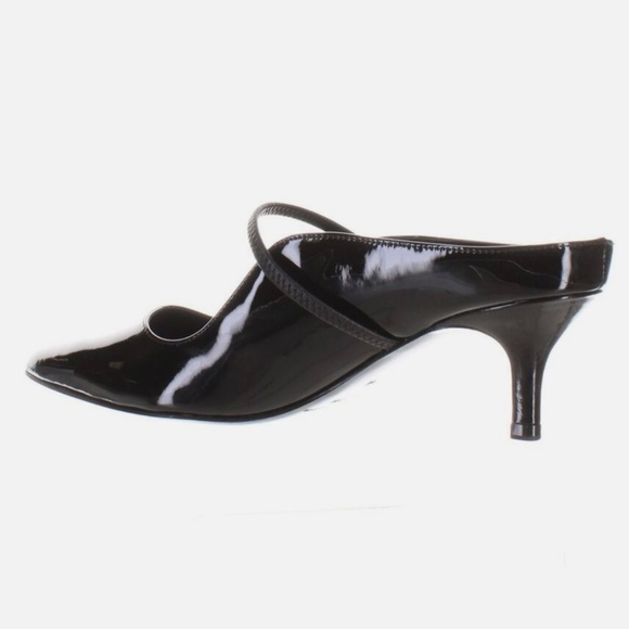 SIGERSON MORRISON Beryl Mule Pumps Ponted Toe Black Patent Leather Heeled Shoes - Picture 9 of 10